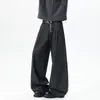 Pantalones Casuales de Raya Vertical Americana para Hombre Otoño Invierno Marca de Moda Pantalones de Pierna Recta Sueltos Lavados Juventud Casual Pantalones Largos de Pierna Ancha