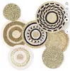 Conjunto de decoração de parede, decoração de parede em ráfia feita à mão, pendente de parede de palha de milho, decoração de parede criativa para fundo de casa de temporada