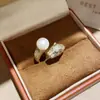 Anillo Leopardo Perla Zirconia Chapado en Oro Real de 18K Anillo de Lujo Ligero de Nicho Joyería de Mano Exquisita Personalizada para Mujeres