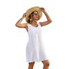 Vestido elegante de playa con cuello en V, sin mangas y sencillo para mujer, Amazon 2026, para cubrirse en la frontera europea y americana.