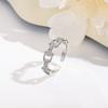 Anillo Abierto de Cadena Full Diamond de Alto Nivel y Sentido de Lujo Ligero para Mujer, Chapado en Cobre 18k, Elegante, Moda, Estilo Frío Ins, Anillo para Dedo