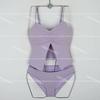 [4 Colores] Nuevo Top Tubo de Encaje de Color Puro Estilo Lujuria Pura Cintura Alta Ajustado Adelgazante Aspecto Traje de Baño Dividido Vacaciones en la Playa