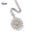 Nuevo collar giratorio de girasol de circón con diamantes completos hip hop europeo y americano hipster cool hip hop rap Accesorios Venta al por mayor