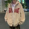 Suéter con capucha tipo cárdigan grueso de gran tamaño con forro polar para hombre, estilo hip hop de calle europea y americana, para otoño e invierno