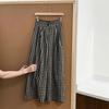 2025 Verano Cintura media elástica Pantalones retro a cuadros de pierna ancha para mujer Cintura alta Adelgazantes Sueltos Rectos Delgados Pantalones capri