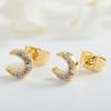 Exquisitos Aretes de Lujo Ligero Chapados en Oro Real de 18K Aretes de Circonita con Diseño Simple de Estrella de Amor de Alta Gama