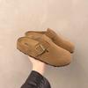 Meias-pantufas Fechadas com Solado Grosso Estilo Retrô para Mulheres, Novo Estilo Primavera/Verão 2025, Sapatos Slip-On com Solado Macio Estilo Birkenstock para Mulheres