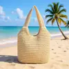 Bolsa Tote de Gran Capacidad para Mujer, Bolso Tejido a Mano de Paja, Bolso de Hombro Tejido Suave de Verano, Gran Capacidad para Mujer