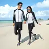 Traje de Banho de Manga Longa com Divisão Estilo Coreano, Protetor Solar para Surf, Snorkel, Esportes em Águas Quentes, Modelador, Roupa de Mergulho para Casais