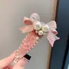 Pinza para el cabello Exquisita de Pedrería Perla y Moño Estilo Coreano y Japonés, Pasador de Lujo Resistente para Mujer, Accesorio para el Cabello para Flecos Laterales