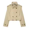 Atacado de roupas femininas transfronteiriças 2026 outono novo estilo europeu e americano versátil trench coat curto plissado 5063701