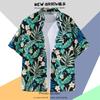 Camisa Floral de Manga Corta para Hombre Tailandesa de la Costa Handsome Verano Nuevo Estilo Hong Kong Retro Hawaiana de Playa Tendencia