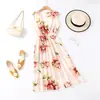 Comércio Exterior Roupas para Mulheres de Meia-Idade e Idosas, Roupas para Mães, Vestido de Comprimento Médio, Novo Estilo Solto de Verão, Afinando e Rejuvenescedor
