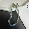 Cordón Minimalista Plano de Cristal para Teléfono Etiqueta de Metal Colgante Pequeño Pulsera Llavero Encanto para Bolso