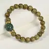 Pulsera de Cuentas de Sándalo Verde Vintage Pulsera de Raíz de Bodhi Estilo Pareja Garra de Gato Joyería de Sándalo Estilo Natural Chino Cuentas de Buda