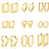 Pendientes Europeos y Americanos de Moda Transfronterizos con Forma Especial Geométricos Pentagonales Corazón de Melocotón Diamante Forma de U Cuadrado Octágono Hebilla de Oreja