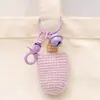 Pingente de Sorvete de Crochê, Charme para Bolsa Tecido com Fio, Enfeite de Sorvete Tricotado, Chaveiro, Acessório Feito à Mão para Chave de Carro