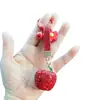 Anel de Corrente para Chaveiro de Controle Remoto de Carro Maçã Totalmente Cravejado com Diamantes Pingente Personalizado para Casal Exquisito Pendente para Bolsa Venda por Atacado
