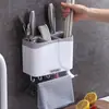 Barril Multifuncional de Palillos de Pared con Drenaje Portapalillos Portapalillos Portacuchillos Portacubiertos de Cocina Caja de Almacenamiento de Cucharas