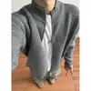 Suéter cárdigan de punto con cremallera y cuello alto para hombre, chaqueta gruesa de cuello semi-alto para otoño e invierno, chaqueta estilo retro americano perezoso para pareja
