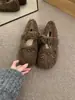Zapatos individuales de felpa esponjosa para mujer, zapatos de nieve suaves para exteriores de invierno 2026, zapatos de algodón cálido de felpa para la brisa nocturna