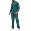 Bestseller europeo y americano transfronterizo de otoño Amazon conjunto deportivo casual de moda para hombre con camisa Henley a rayas y pantalones