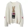 Suéter para Mujer 100% Cachemir, Calibre 7 Grueso Cuello Redondo Intarsia Otoño e Invierno Nuevo Suéter Base de Punto