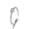 Anillo con Forma de Corazón de Topacio Azul Pequeño Wish para Mujer Estilo Europeo y Americano con Circonita y Diamante Azul Moda Estilo Vacaciones de Verano