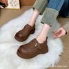Botines retro de plataforma alta para mujer, novedad primavera 2025, zapatos de una sola capa suaves tipo Birkenn, mocasines suaves de punta redonda