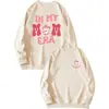 Sudadera de Algodón CVC con Estampado de Acción de Gracias para Mujer, Estilo Europeo y Americano, Algodón Colorido Casual Cómodo, Cuello Redondo, Mangas Regulares, Mangas Largas, Estilo Casual Japonés y Coreano