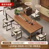Conjunto de mesa de chá e bandeja de chá em madeira maciça, uma combinação completa de mesa de chá e cadeiras, novo modelo 2026, de alta qualidade para uso doméstico, mesa de chá de tamanho grande, estilo de luxo leve, feito de madeira natural
