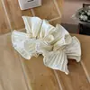 Estilo Ballet Coreano~Presilha Banana com Babado Fruncido Pérola Cetim de Alta Qualidade para Penteado Coque Rabo de Cavalo para Mulheres