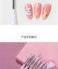 Pinceles de Manicura de Mango Corto Paquete de 7 Blanco Cabeza Plana Pinceles de Pintura Fila de Puntos Forma de Abanico Pinceles para Dibujar Líneas Flores Fototerapia Puntos Taladro Set Completo de Pinceles