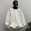 Sudadera de cuello redondo estampada minimalista deconstruida de estilo americano de moda para hombres y mujeres, top versátil holgado vintage para pareja