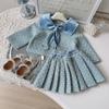 Traje Estilo Little Chanel para Niñas Primavera y Otoño 2025 Nuevo Chaqueta con Cuello Solapa Falda Plisada Versión Coreana Conjunto Casual de Dos Piezas Transfronterizo