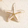 Conjunto de três peças de brinco, anel e broche de estrela-do-mar e concha com estilo oceânico e efeito de gota de óleo, acessórios multicoloridos com bordas douradas vintage estilo férias