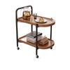 Mesa de Té Móvil de Madera Maciza Mesa de Té Pequeña para el Hogar Sala de Té Gabinete de Té Rueda Universal Carrito Nuevo Estilo Estante de Almacenamiento Balcón