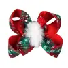 Pinza de pelo con lazo grande de Navidad para niños europeos y americanos, pinza de bola de pelo con lazo grande a cuadros para niña, pinza con elemento navideño