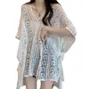 Verão Novo Estilo Vazado Feminino Transfronteiriço Pura Desejo Renda Cadarço Decote V Tricô Blusa Manga Morcego Preguiçosa e Estilosa Tendência
