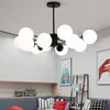Lustre de sala de estar totalmente em cobre, luminária estilo nórdico com vidro de feijão mágico para sala de jantar e quarto, iluminação LED de espectro total simples e molecular para decoração de casa