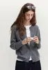 Hongmi Apparel/ Cardigan Feminino de Cashmere de Alta Contagem, Lã, Seda de Amora, Gola Redonda, Malha Macia Escovada Fosca