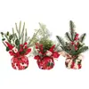 Arranjo de Flores de Natal Enfeites Tronco de Madeira Árvore de Natal Pequena Enfeites de Mesa Prontos Presentes de Feriado Decorações de Natal