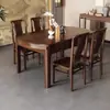 Novo Conjunto de Mesa de Jantar Redonda Extensível e Dobrável em Madeira Maciça Ébano Estilo Chinês, Dupla Utilização para Sala de Jantar em Casa