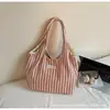 Bolsa de Lona Bolsa Tote de Gran Capacidad para Mujeres 2025 Nuevo Verano Nicho Rayada Simple Moda Bolso Bandolera Bolso de Hombro