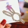 Accesorios para el cabello estilo coreano para niña, horquilla ovalada hueca con forma de corazón, pinza para el cabello con diamantes de imitación de aleación, elegante flequillo lateral