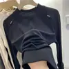 Camiseta Longa com Rosca para Uso Diário no Início da Primavera para Mulheres, Fashion e Chique, com uma Camisa Básica e um Top da Moda