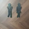 Venta caliente silueta hombres y mujeres puerta de baño logo decorativo colgante de madera impermeable tridimensional artesanía Amazon venta al por mayor transfronteriza