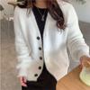Cardigan de Punto con Cuello en V de Terciopelo de Visón de Color Puro Estilo Japonés 2025 Otoño e Invierno Nuevo Suéter Holgado de Estilo Perezoso Moda Chaqueta para Mujer