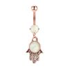 Anel de Umbigo Amazon Cross-Border com Pedras do Tempo cravejadas de Opala e Diamante Aço Inoxidável Piercing Pingente Joia