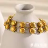 Moda Ins Europeia e Americana Elegante Retrô Estiloso Criativo Joia de Mão Aço Inoxidável Banhado a Ouro 18K Pequena Pulseira de Grão de Ouro Feminina Nicho